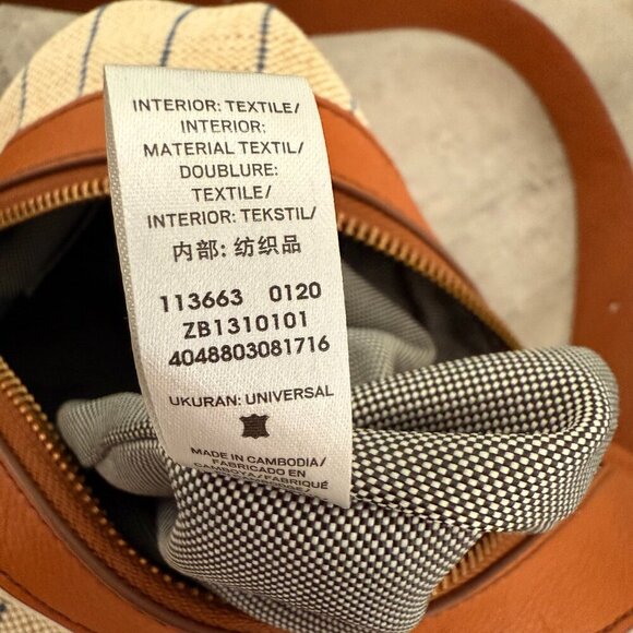 FOSSIL Tan W/ Blue Stripes HANNAH HOBO Canvas & Leather Shoulder Bag - Picture 16 of 16